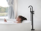 Floor Mount Bathtub Faucet Freestanding Tub Filler Matte Black Standing High Flow Shower Faucets 44269119