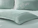 Oversized Cotton Jacquard Comforter Set Aqua Queen B03595756
