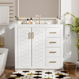 36'' Bathroom Vanity with Ceramic Sink Combo, Solid Wood Frame Bathroom Storage Cabinet, N710P243327K