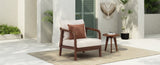 28" Outdoor Lounge Chair with Woven Backrest, Solid Wood Frame, Comfortable Cushions, and Curved N767P255015D