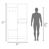 Parker 75" Tall Mirrored Tree Hall with Hangers, Three Shelves, Two Cabinets, One Drawer, Entry way, B070P264147
