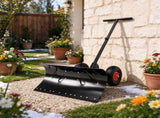 Black Rolling Snow Shovel Pusher with 29" Wide Blade, 10" Wheels & Adjustable Angle Handle for 62707911