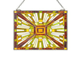 Tiffany Style Stained Glass Window Panel, 20x21 in Large Vertical Rectangle Hanging Transom Panel 60351235
