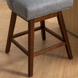 Counter Height Swivel Barstools, 26'' H Seat Height Upholstered Bar Stools Set of 2, Fabric in Gray W1143P151491
