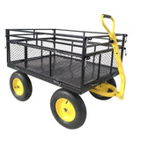 Steel Garden Cart, Heavy Duty 1400 lbs Capacity, with Removable Mesh Sides to Convert into Flatbed, W1422112806