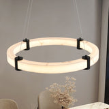 Modern LED Pendant Light, 23.6-Inch Round Hanging Chandelier with Adjustable Height, Imitation W1340P232980