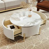 Modern Round Coffee Table with 2 large Drawers Storage Accent Table WF311606AAK