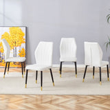 4 modern dining chairs with stylish PU patterned backrest and black metal legs for a comfortable W1151P188288