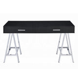 Black High Gloss and Chrome 2-Drawer Writing Desk B062P209202
