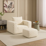 Lingge corduroy compression sofa with Ottoman-33006 W3326P331624