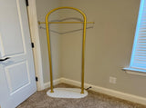 Clothing Rack, Golden Metal Freestanding Heavy Duty Clothes Rack with Marble Base, Multipurpose 06233615