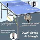 ZNTS 6ft Mid-Size Table Tennis Table Foldable & Portable Ping Pong Table Set for Indoor & Outdoor Games 46556883