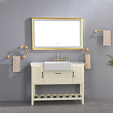 48x30 Inch LED Frontlit Bathroom Mirror with Metal Frame, Wall Mounted Vanity Mirror with Smart 52931184