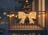 Pre-lit Outdoor Giant Bowknot Christmas Decoration, Lighted Metal Frame with 124 Warm White LED 60463986