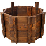 ZNTS Rustic Wooden Wishing Well Planter Outdoor Home Décor for Patio, Garden, Yard w/Hanging Bucket W465P215367