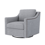 ZNTS 360 Degree Swivel Armchair Cotton linen skin-friendly fabric Ergonomic design Brass nail decorative W2113127543