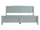 Full Single Bed Frame Vertical Striped Decorative Curved Headboard and Footboard Bed Frame Painted 17007454
