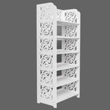 ZNTS Wood-plastic Board Six Tiers Carved Shoe Rack White A 26180822