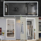 Extra Large LED Bathroom Mirror with 3 Color Aluminum Framed Wall Mirror Full Body Mirror with W708131919