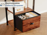 5 Tier Bookshelf 55"x15" Bookcase with Fabric Drawer Open Storage Shelves Free Standing Wooden 18357070