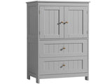2-Drawer 2-Cabinet-Door Vertical-Grain MDF Painted Bathroom Cabinet 23.62*11.81*43.31in Grey 90972557