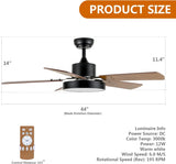 ZNTS 44-inch Ceiling Fan with LED Light and Remote Control, 6-Speed Modes, 2 Rotating Modes, Timer, W1134P230320