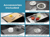 Stainless Steel Kitchen Sink, 33x22 Single Bowl, Overmount Handmade Sink in Black, with Cutting 16588436