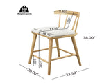 Olivia Indoor Wooden Upholstered Counter Stool, Natural Finish with Beige Upholstery, Windsor Style, N775P346246N