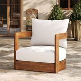 Premium Acacia Wood Outdoor Club Chair, Curved Tub Design, Water-Resistant Cushions, All-Weather N767P314269B