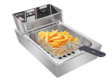 US Standard EH81 Deep Fryer, 110V, 1700W, 11.4QT/10.8L, Silver Stainless Steel, Single Tank, 92292067