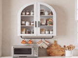 Arched Ceiling 2 Glass Doors 3 Shelves Bathroom Vanity MDF Melamine-Faced Bathroom Vanity with Towel 76866959
