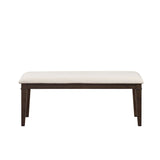 Dark Brown Finish 48-inch Bench 1pc Beige Fabric Upholstered Seat Classic Look Dining Wooden B011P196948