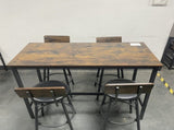 Bar Table Set with 4 Bar stools PU Soft seat with backrest, Grey, 47.24'' L x 23.62'' W x 35.43'' H 17125844