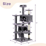 ZNTS 53 inch Multi-Level Cat Tree Cat Condo with Scratching Posts Kittens Activity Tower Pet Play House 17460876