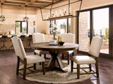 Rustic Classic 2pcs Chairs Beige Fabric Upholstered Cushion Side Chairs Nailhead Trim Kitchen B011110869
