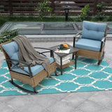 3pcs rocking rattan set wholesale leisure chair outdoor rattan rocking chair set grey W640134153