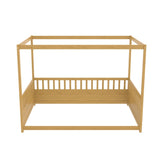 Full Size Canopy Bed Frame with Guardrails for Kids,Floor Bed Full with Four Poster Design,Kids W1858P252841