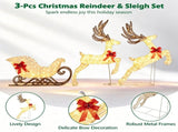 3-Piece Christmas Reindeer & Sleigh Decoration Set, 280 LED Warm/Cold White Lighted Holiday 33325187