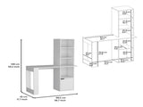 Writing Desk With Bookcase and Cabinet, White B097120594