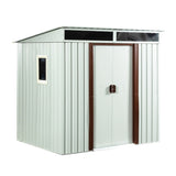 ZNTS 6ft x 5ft Outdoor Metal Storage Shed With window White 40346165