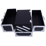 ZNTS SM-2176 Aluminum Makeup Train Case Jewelry Box Cosmetic Organizer with Mirror 9"x6"x6" Black 12276436