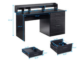 FCH 110*50*95cm Particleboard Paste Triamine Desktop Storage Layer Three Drawers Computer Desk Black 48647745
