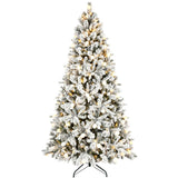 8ft Flocked Christmas Tree with 470L Colorful LED Lights with G45 ball, Realistic PEPVCHard Needle 68244348