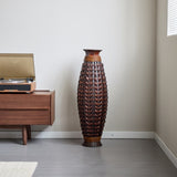 A 39-inch tall hand-woven bamboo floor vase - a decorative highlight for the living room, foyer or W2796P283884