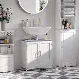 Pedestal Sink Storage Cabinet, Under Sink Cabinet with Double Doors, White-AS 93384625
