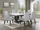 1pc Transitional Modern Formal Dining Table White Faux Marble Rectangular Table Top Trestle Base B011P196932