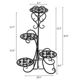 ZNTS 4 Potted Rounded Flower Metal Shelves Plant Pot Stand Decoration for Indoor Outdoor Garden Black 69287047