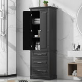 ZNTS Tall Storage Cabinet with Three Drawers for Bathroom/Office, Black WF299282AAB