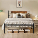 Queen Bed Frame with Victorian Vintage Headboard and Footboard/Under Bed Storage/No Box Spring W3286P308822