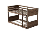Twin over Twin Floor Bunk Bed Panelled Headboard and Footboard, Solid Rubber Wood Foundation W504P263818